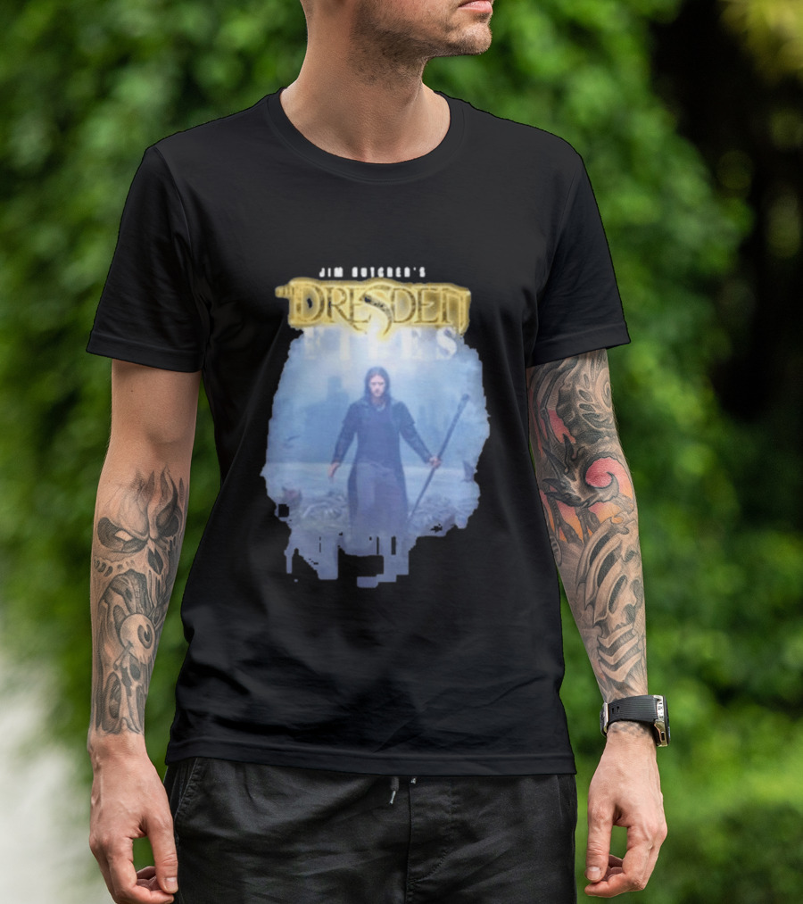 Jim Butcher's Dresden Files Man Holding Staff T-Shirt