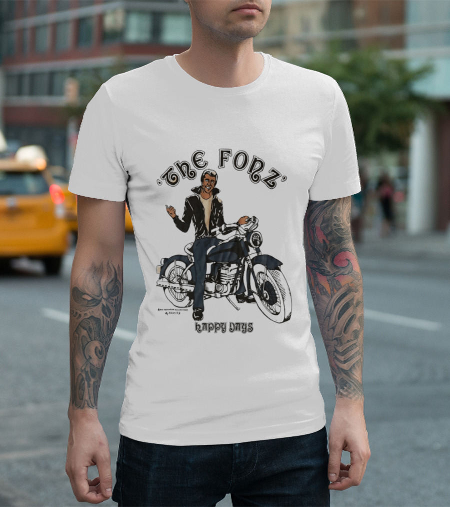 The Fonz Happy Days Motorcycle Coolness Retro 70s Vibes T-Shirt
