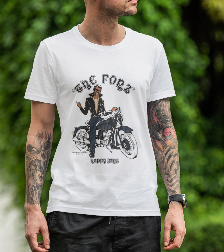 The Fonz Happy Days Motorcycle Coolness Retro 70s Vibes T-Shirt