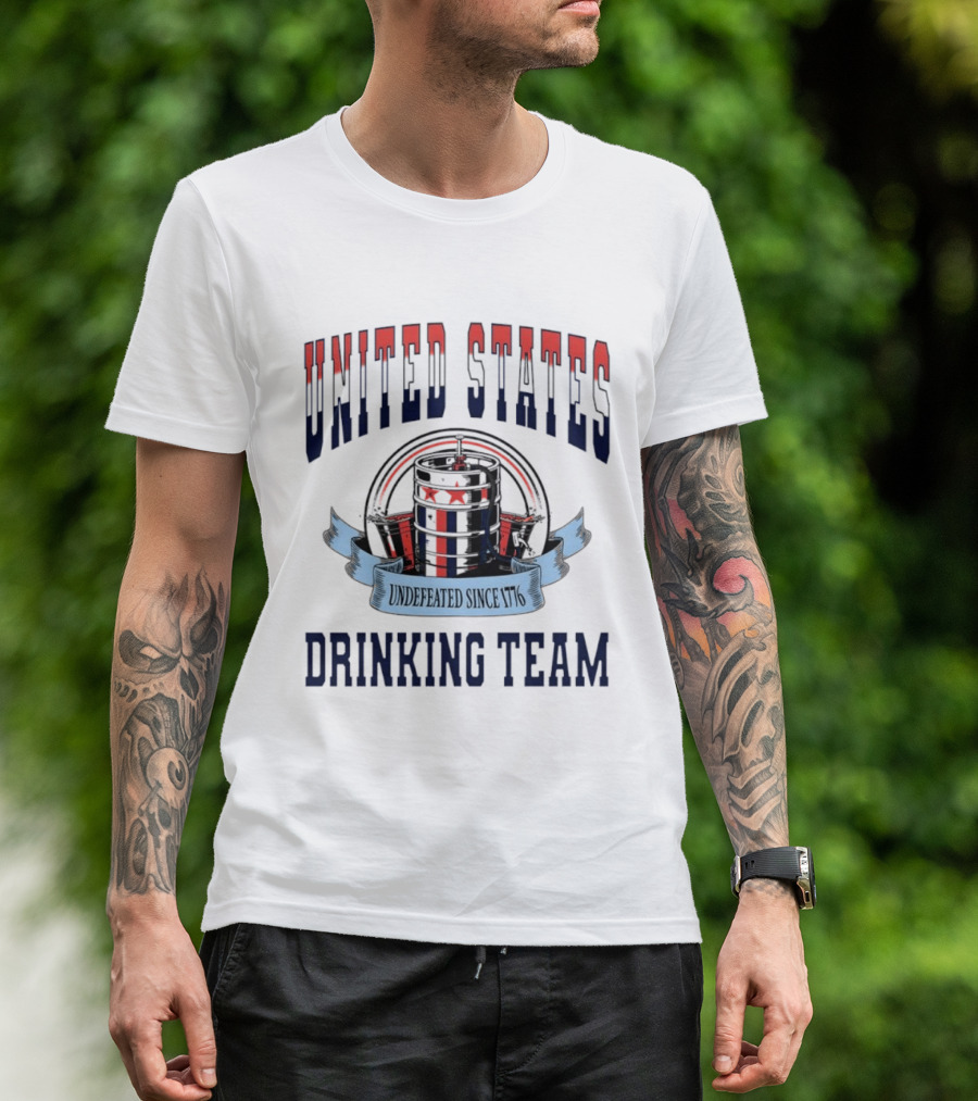 United States Drinking Team Undefeated Since 1776 Beer Barrel T-Shirt
