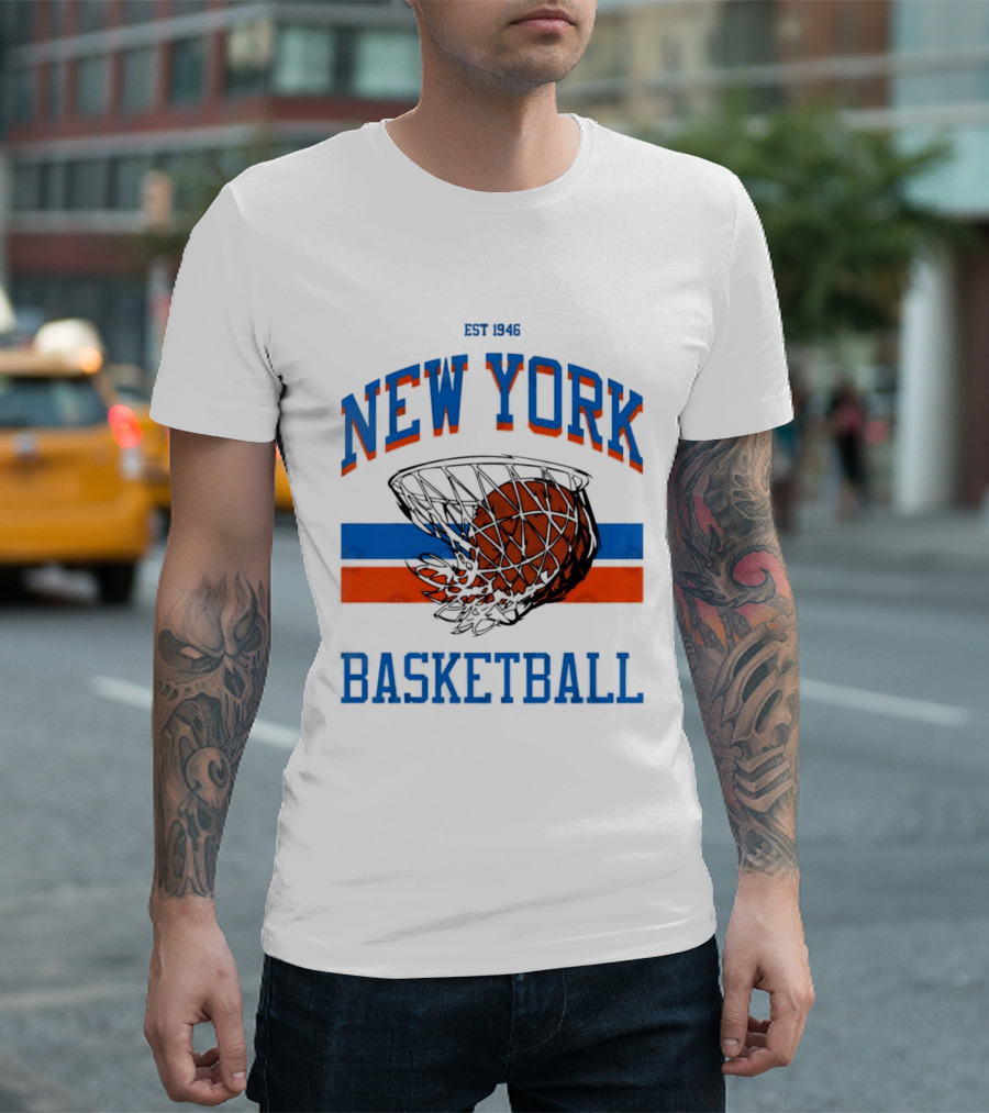 New York Basketball Est 1946 Slam Dunk Net T-Shirt