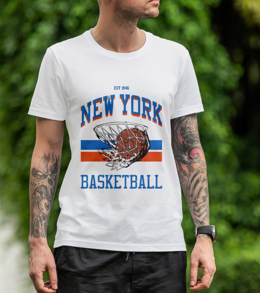 New York Basketball Est 1946 Slam Dunk Net T-Shirt