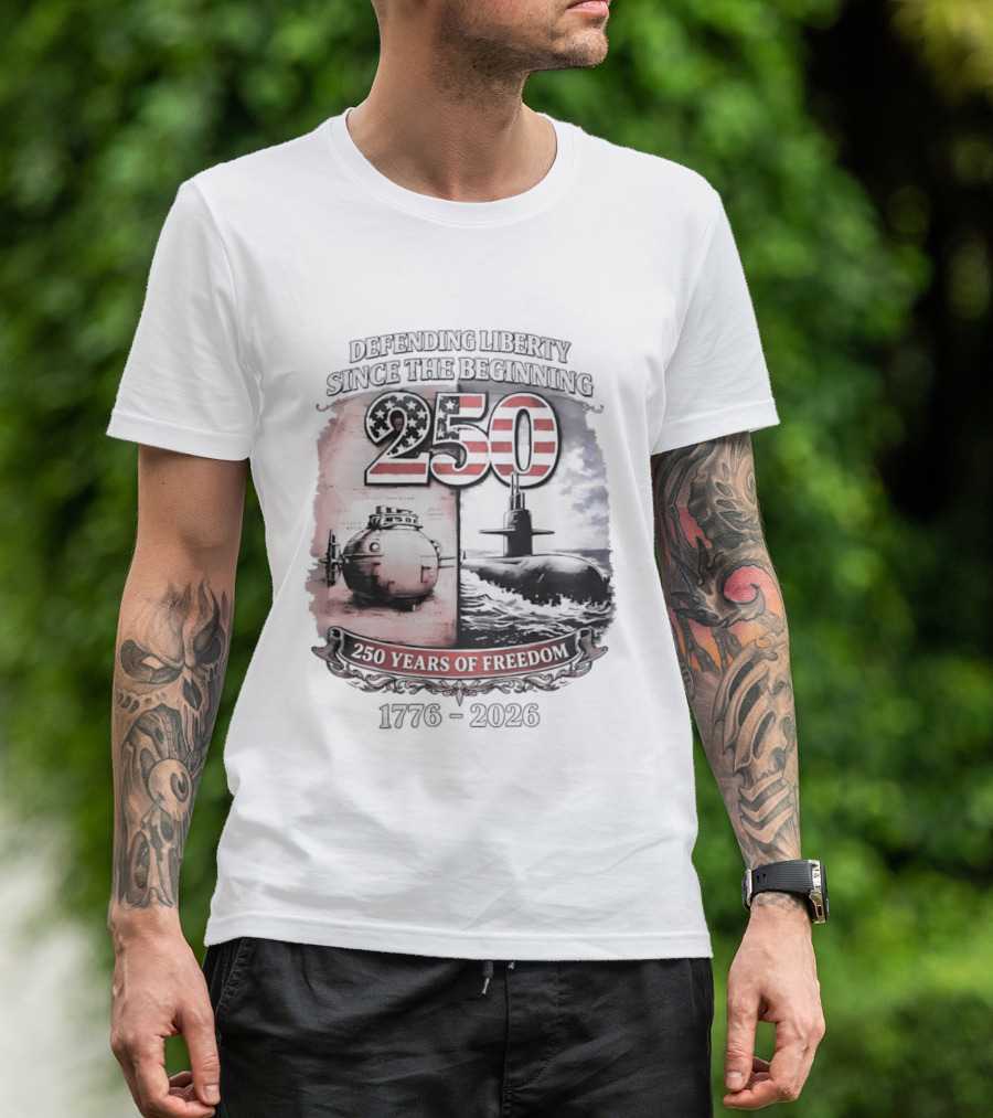 Defending Liberty Since The Beginning 250 Years Of Freedom 1776 2026 US Flag T-Shirt