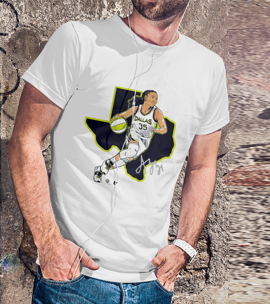 Dallas Basketball 35 Texas Map Player Dribbling T-Shirt
