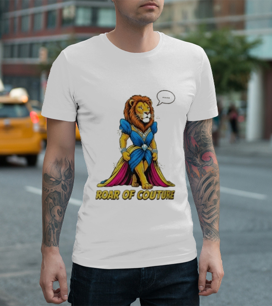 Roar Of Couture Elegant Lion In Royal Blue Gown T-Shirt
