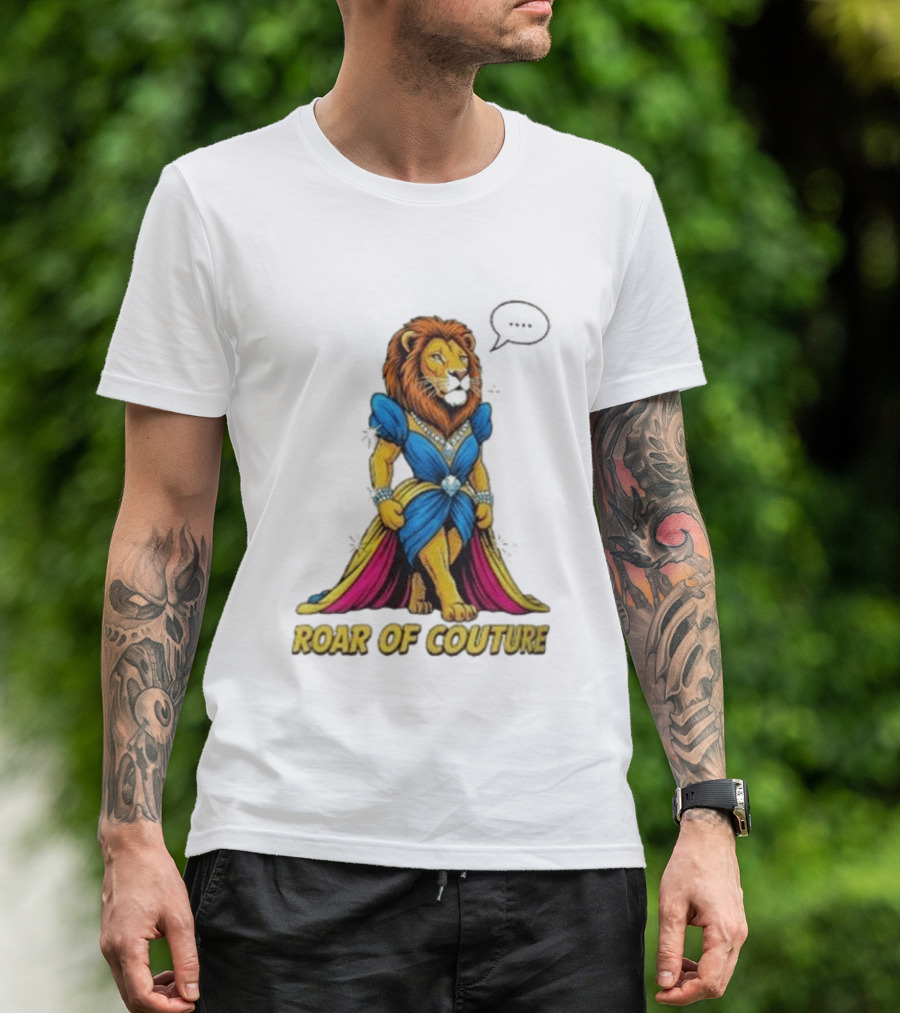 Roar Of Couture Elegant Lion In Royal Blue Gown T-Shirt