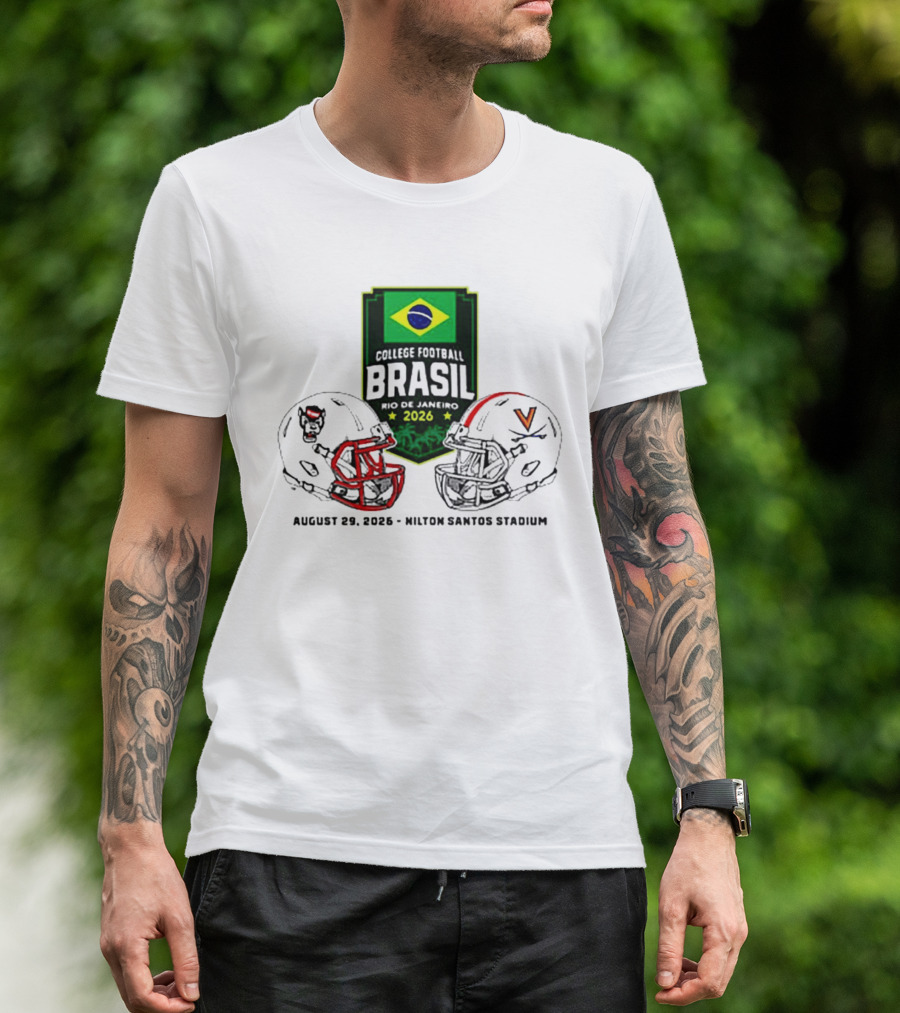 NC State Wolfpack Vs Virginia Cavaliers Brasil College Football Rio Game 2026 Hilton Santos Stadium August 30 T-Shirt