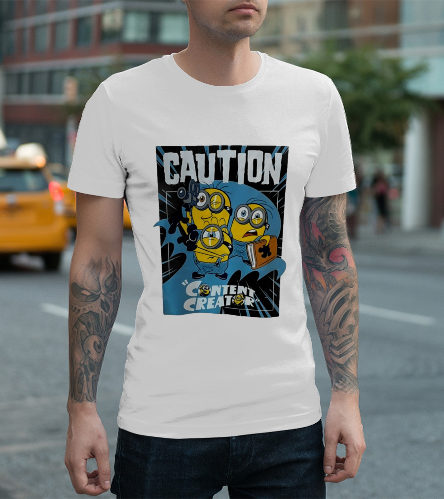 Caution Minions Content Creator Fun T-Shirt