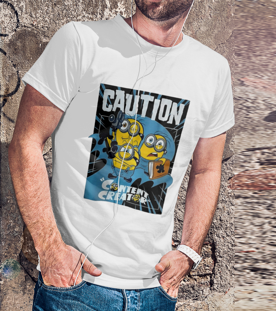 Caution Minions Content Creator Fun T-Shirt