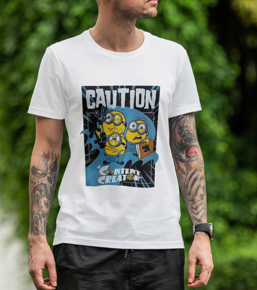 Caution Minions Content Creator Fun T-Shirt