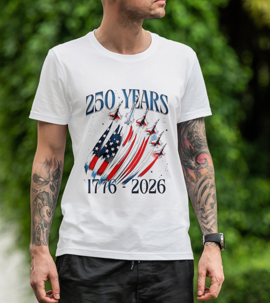 250 Years United States Independence Day 1776 2026 Fighter Jets Sestercentennial T-Shirt