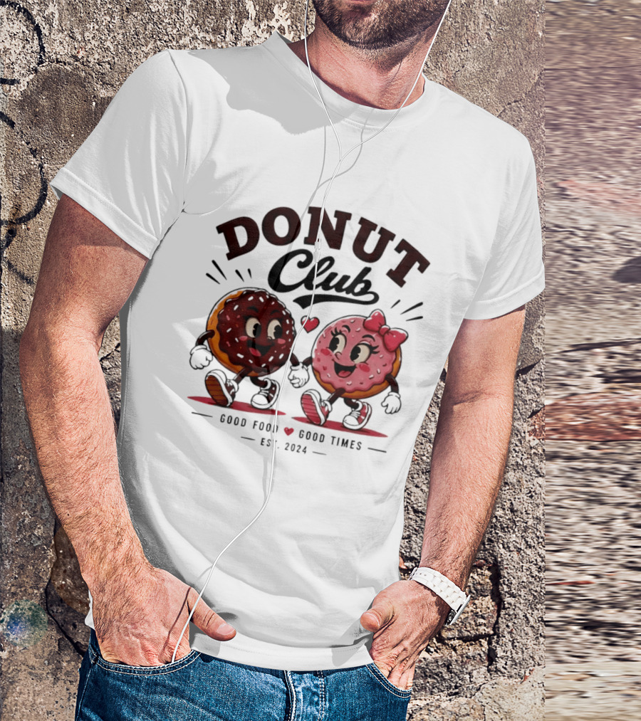 Donut Club Good Food Good Times Est 2024 Cartoon Characters T-Shirt