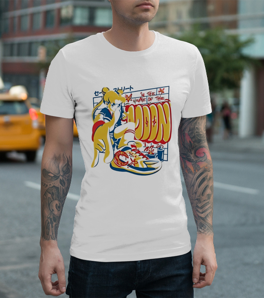 Sailor Moon Urban Scout In The Name Of The Moon Graffiti Style Sneakers T-Shirt