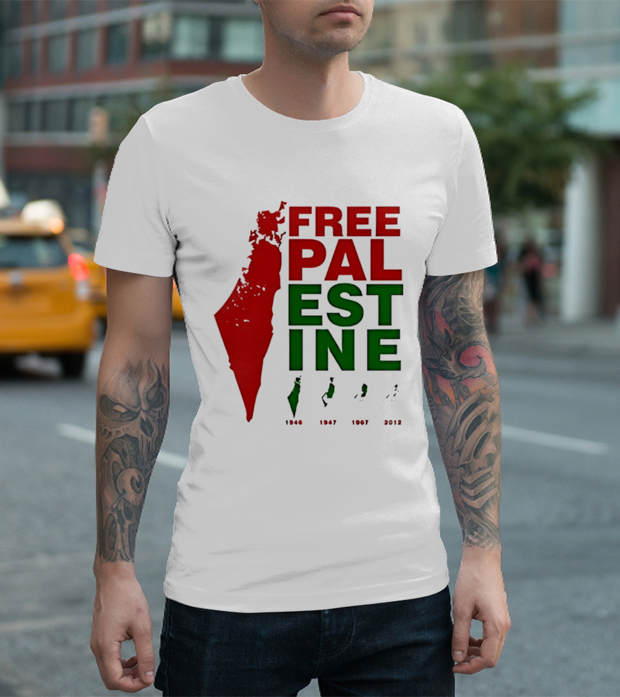 Free Palestine 1946 1947 1967 2012 Map T-Shirt