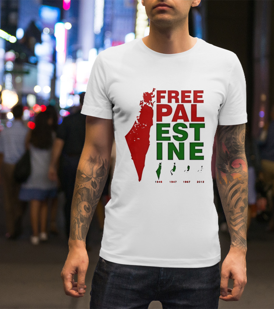 Free Palestine 1946 1947 1967 2012 Map T-Shirt