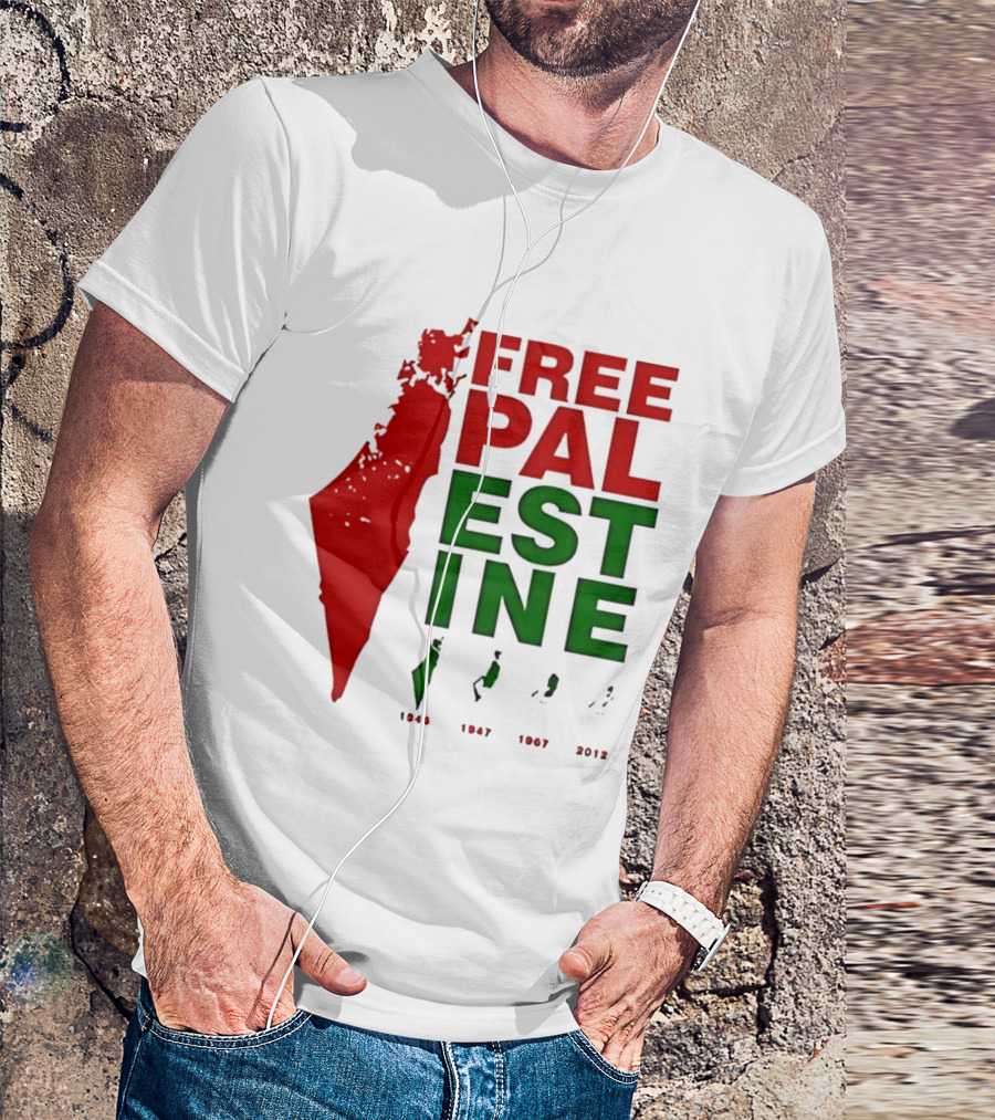 Free Palestine 1946 1947 1967 2012 Map T-Shirt