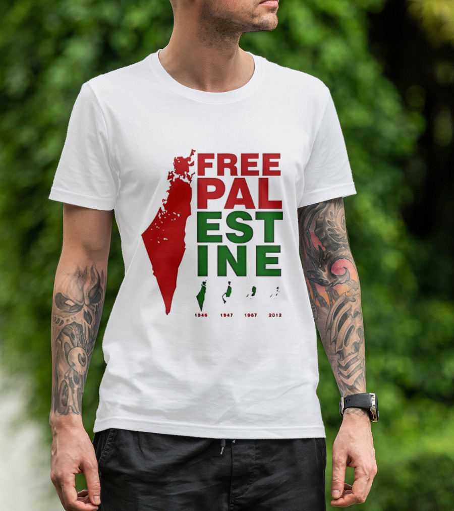 Free Palestine 1946 1947 1967 2012 Map T-Shirt