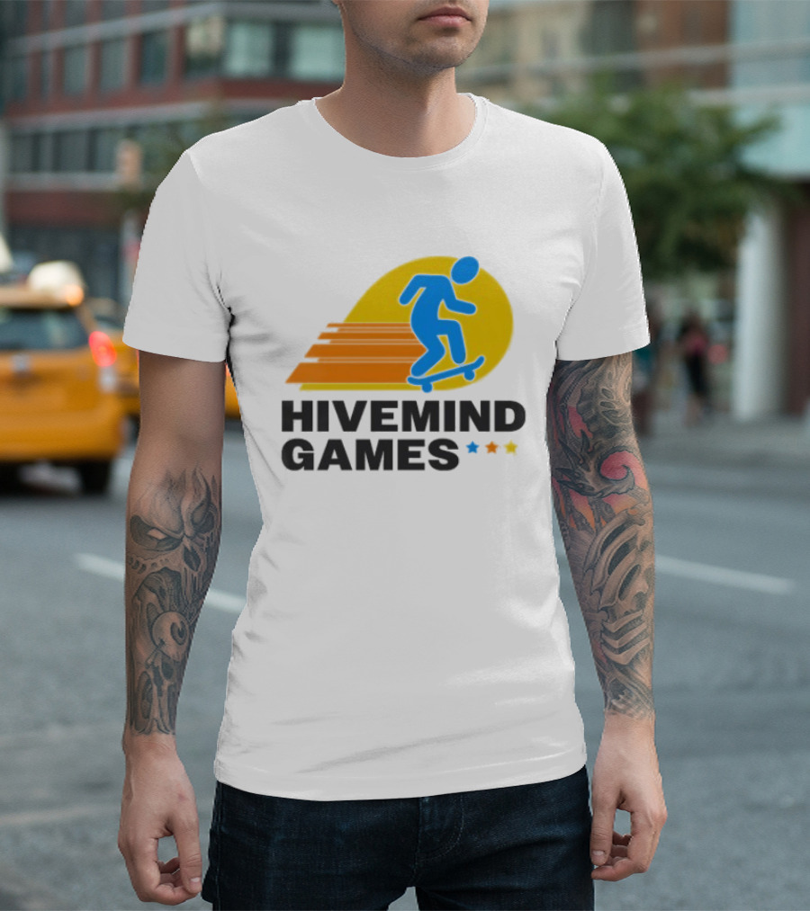 Hivemind Games Skateboarding Dynamic Motion With Shooting Stars T-Shirt