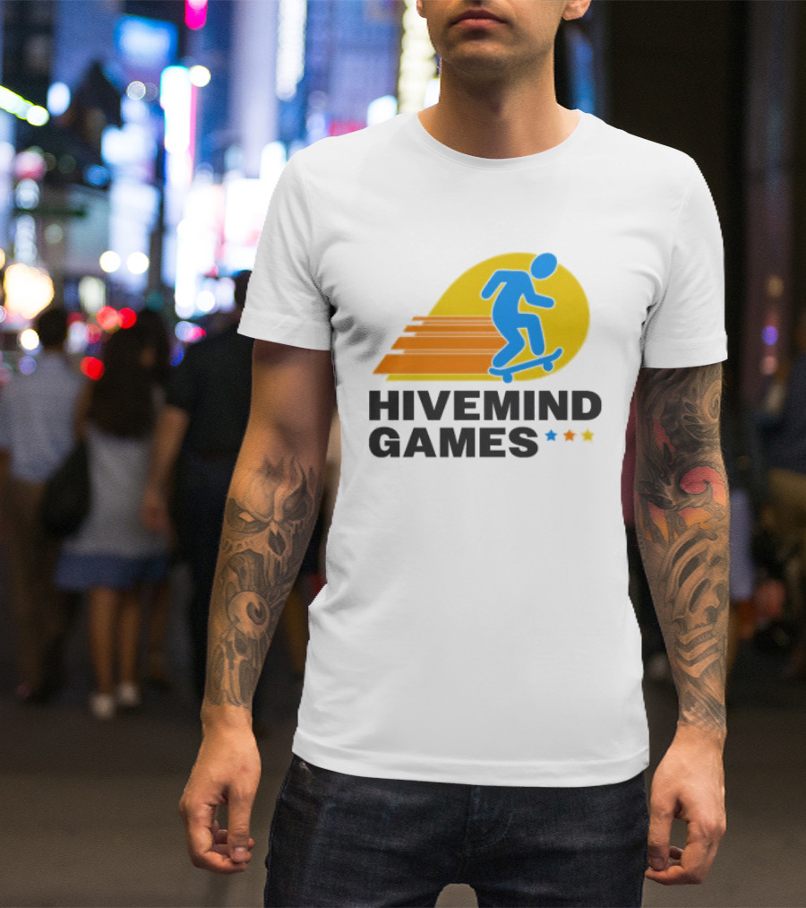 Hivemind Games Skateboarding Dynamic Motion With Shooting Stars T-Shirt