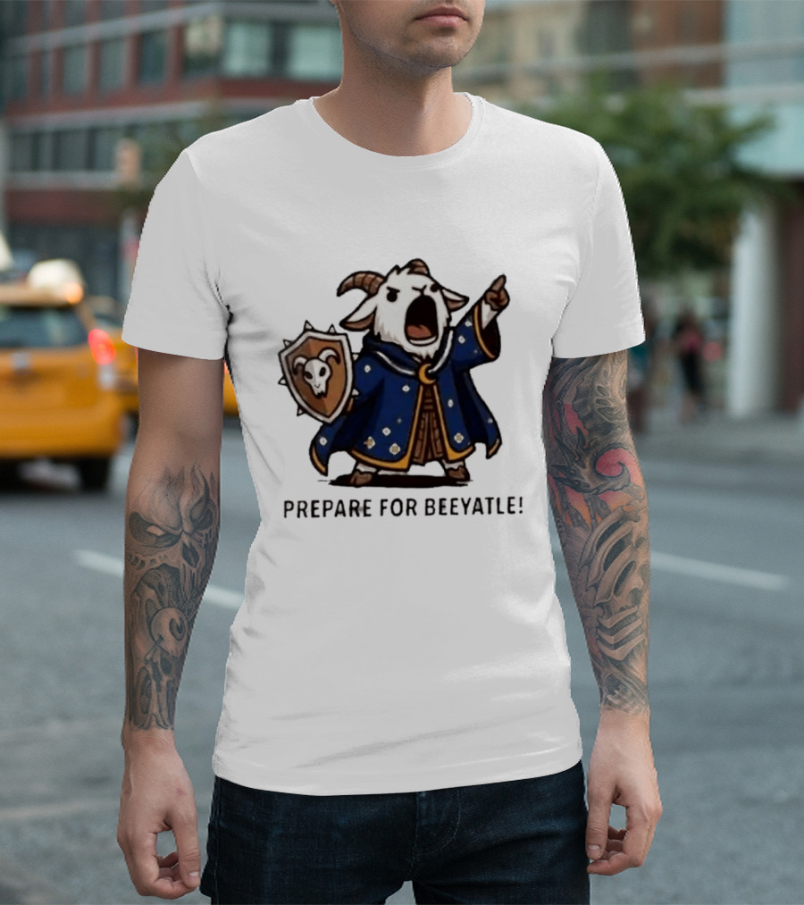 Wizard Goat Prepare For Beeyatle Fantasy Battle Mage Cloak Shield T-Shirt