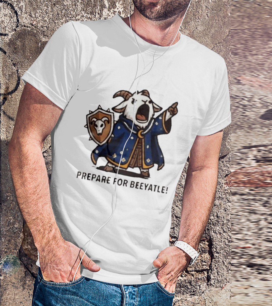 Wizard Goat Prepare For Beeyatle Fantasy Battle Mage Cloak Shield T-Shirt