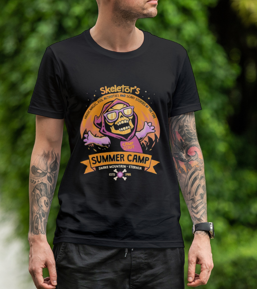 Skeletor's Summer Camp Havoc Magic Evil Activities Scary Stories Snake Mountain Eternia Estd 1981 T-Shirt