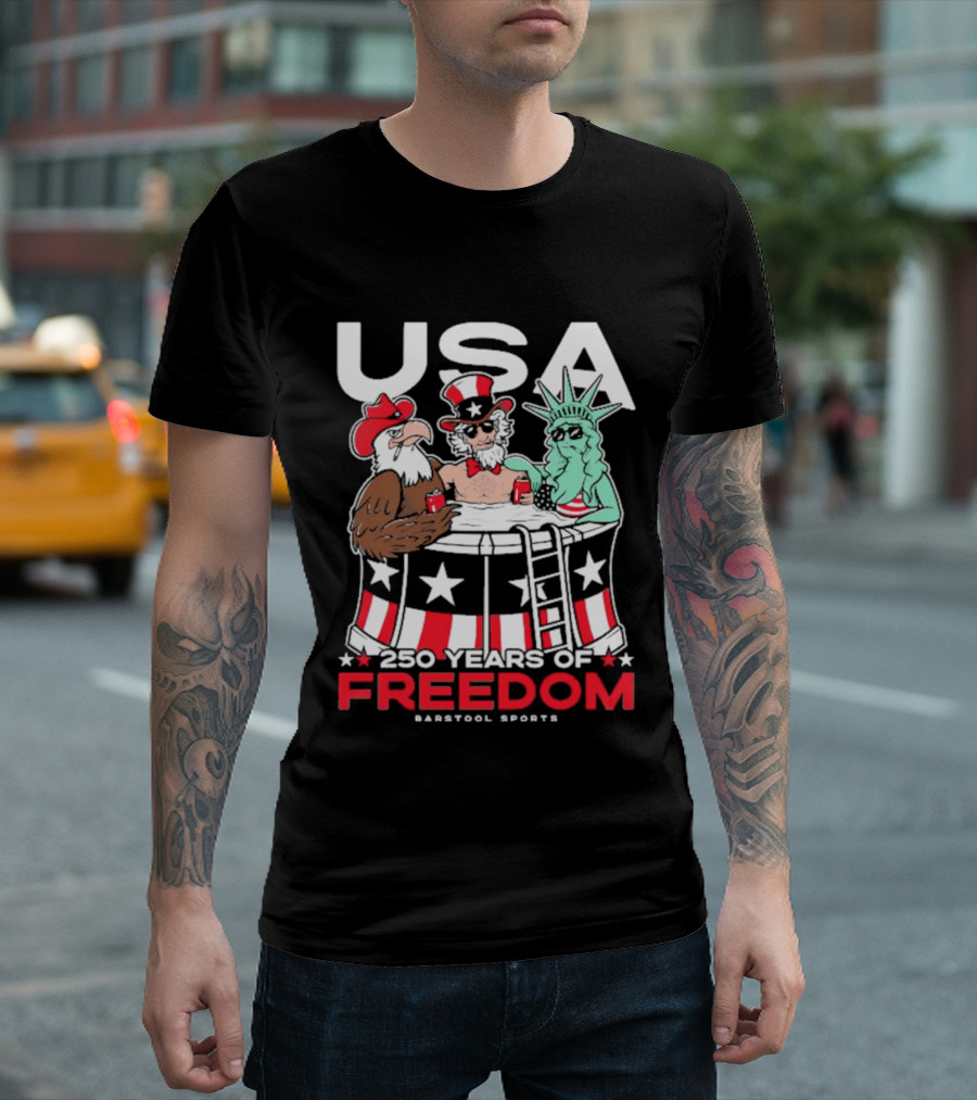 USA 250 Years Of Freedom Barstool Sports Uncle Sam And Friends T-Shirt