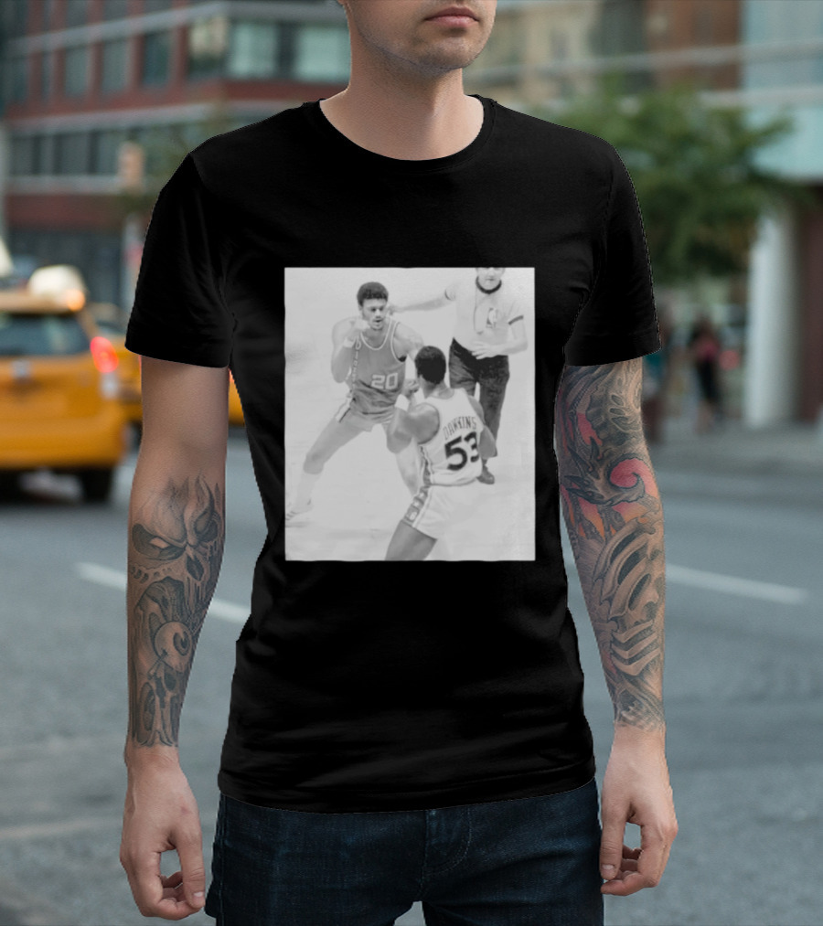 NBA Vintage Showdown Maurice Lucas Vs Darryl Dawkins Black White 20 53 T-Shirt