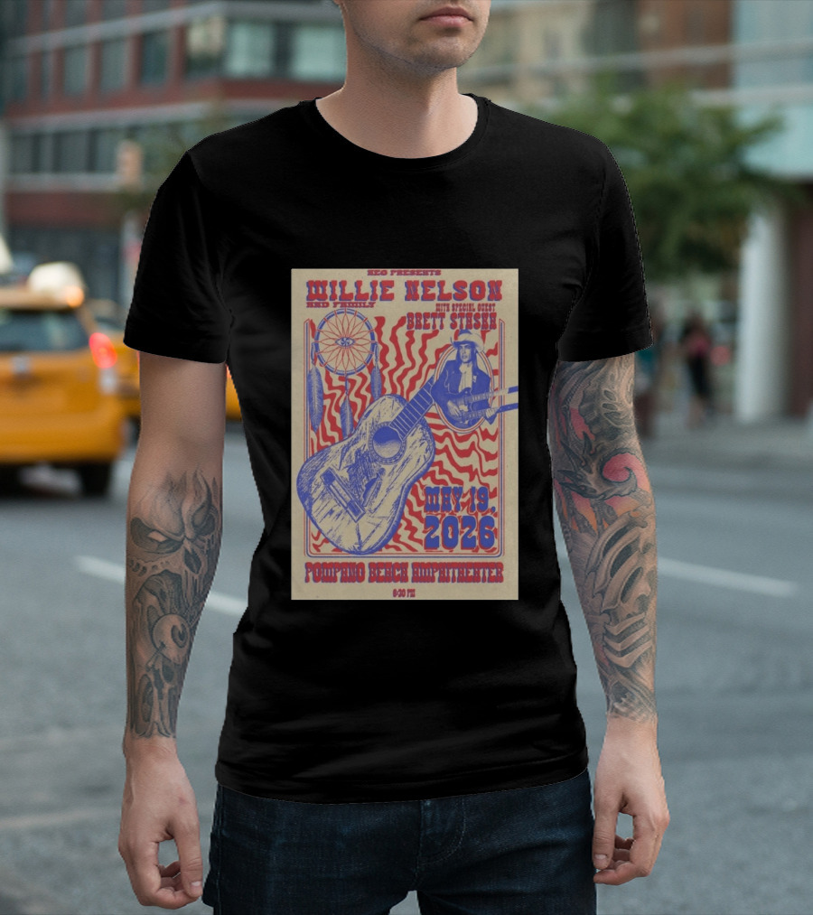 Willie Nelson Brett Stiesch Pompano Beach Amphitheater May 19 2026 T-Shirt