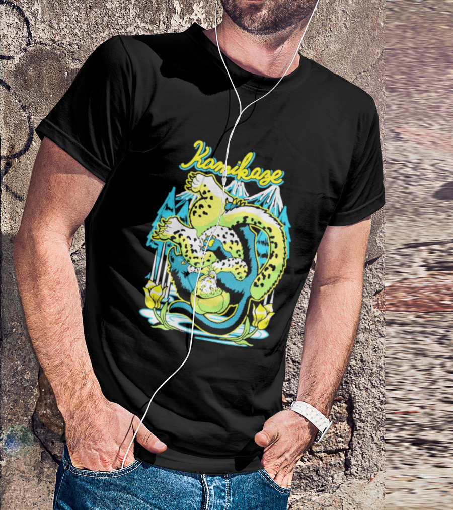 Kamikaze Dragon With Mountain And Lotus T-Shirt