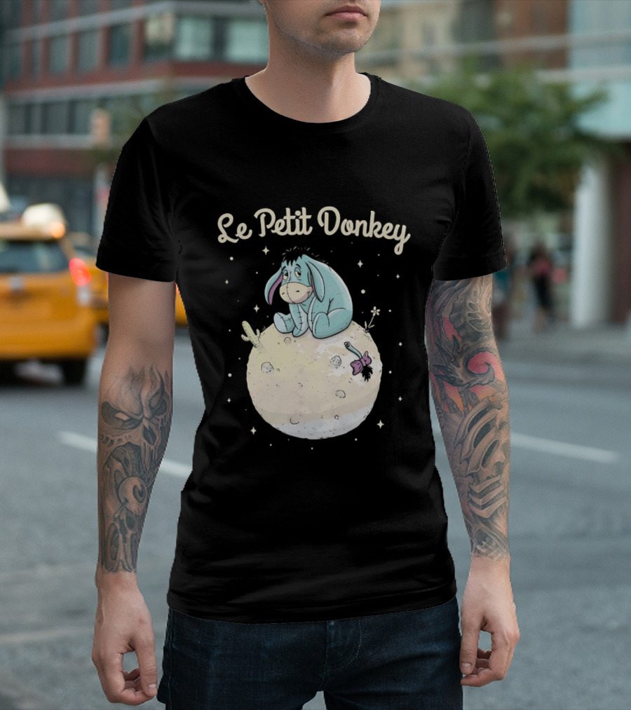 Le Petit Donkey Eeyore Sitting On Moon With Stars T-Shirt