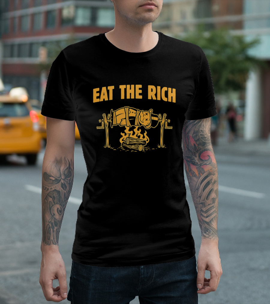 Rich Uncle Pennybags Eat The Rich Spit Roasted Humor Monopoly Man T-Shirt