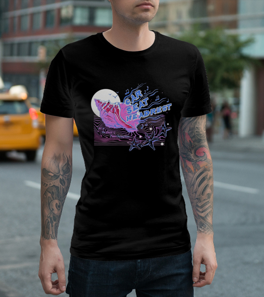 Seashell Car Seat Headrest Lost On The Shores Of Planet Desperation 2026 Moon And Stars Ocean Vibes T-Shirt