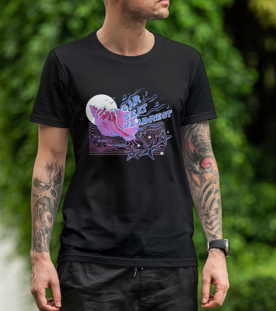 Seashell Car Seat Headrest Lost On The Shores Of Planet Desperation 2026 Moon And Stars Ocean Vibes T-Shirt