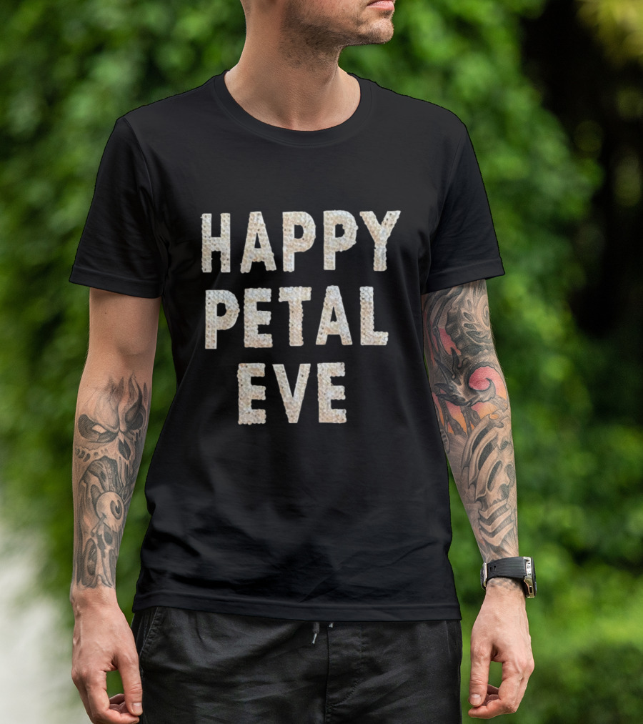 HAPPY PETAL EVE Rhinestone Lettering T-Shirt