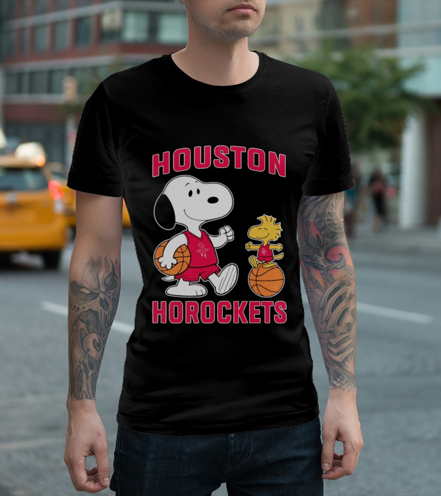 Snoopy Woodstock Houston Rockets Basketball Team T-Shirt
