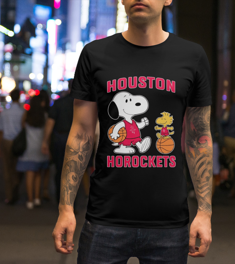 Snoopy Woodstock Houston Rockets Basketball Team T-Shirt
