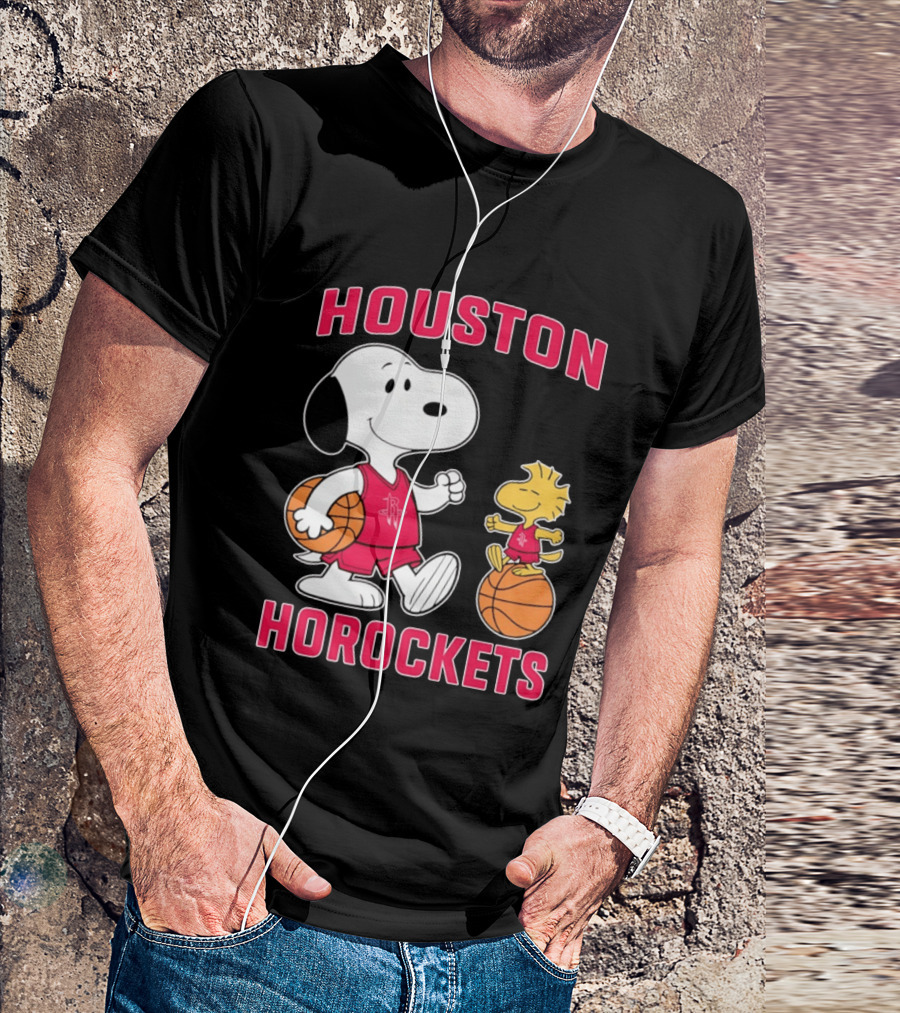 Snoopy Woodstock Houston Rockets Basketball Team T-Shirt