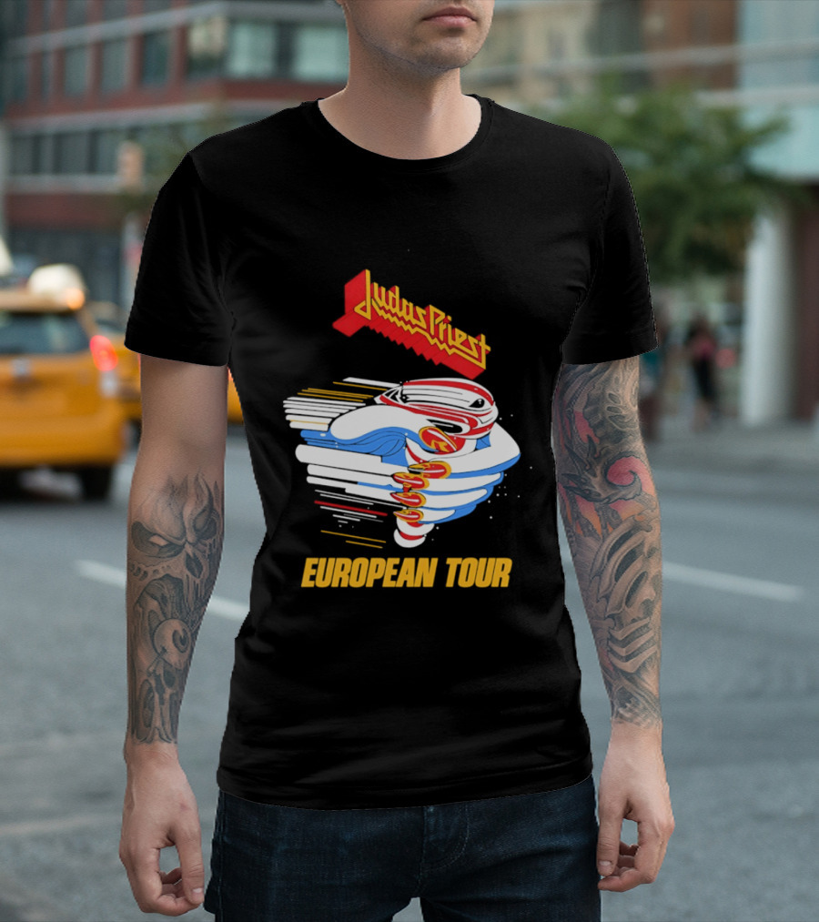 Judas Priest Turbo European Tour 1986 Vintage Album Cover T-Shirt