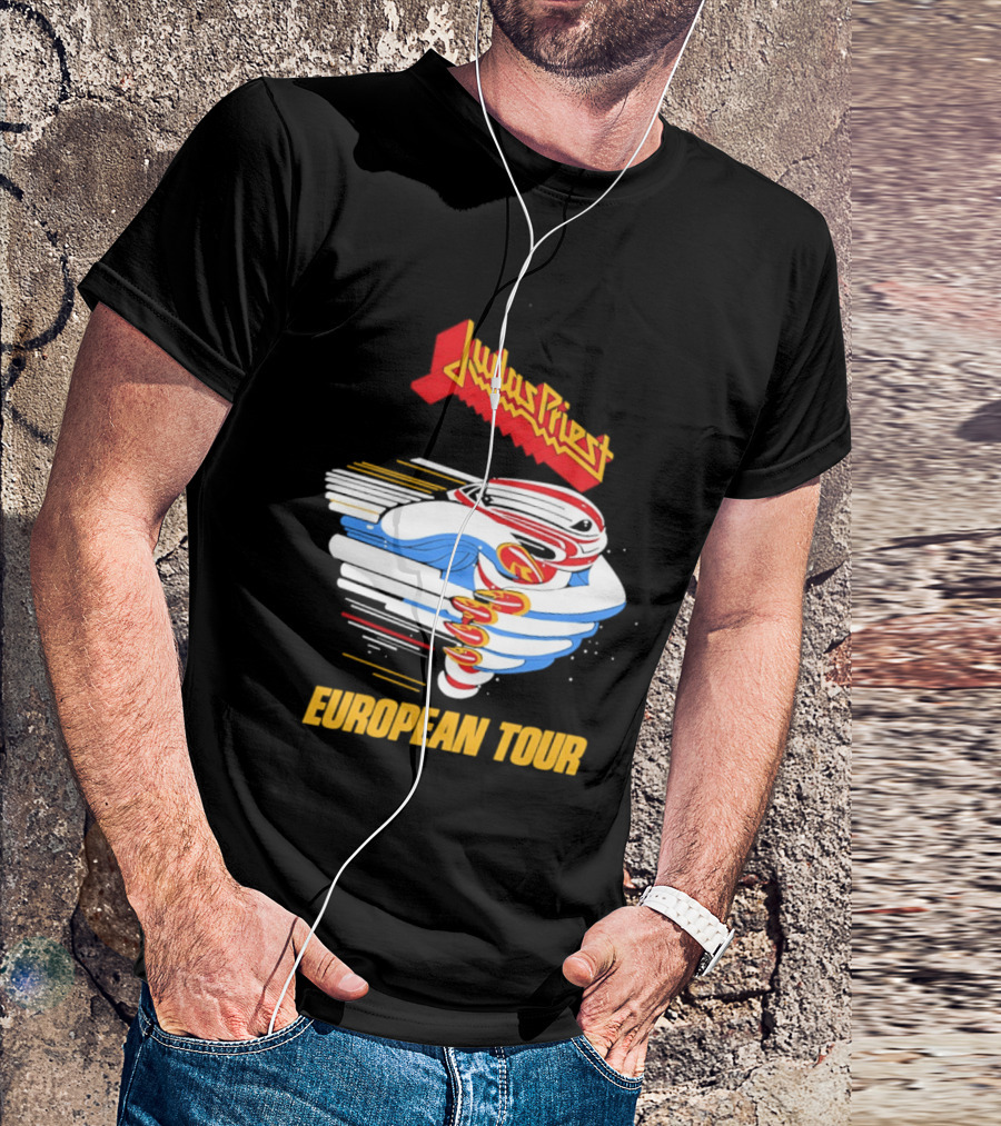 Judas Priest Turbo European Tour 1986 Vintage Album Cover T-Shirt