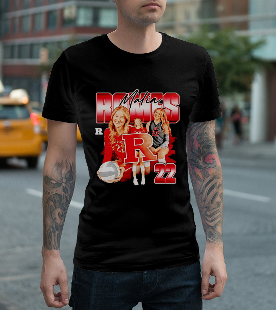 Malia Romes 22 NCAA Women's Volleyball Rutgers Team T-Shirt
