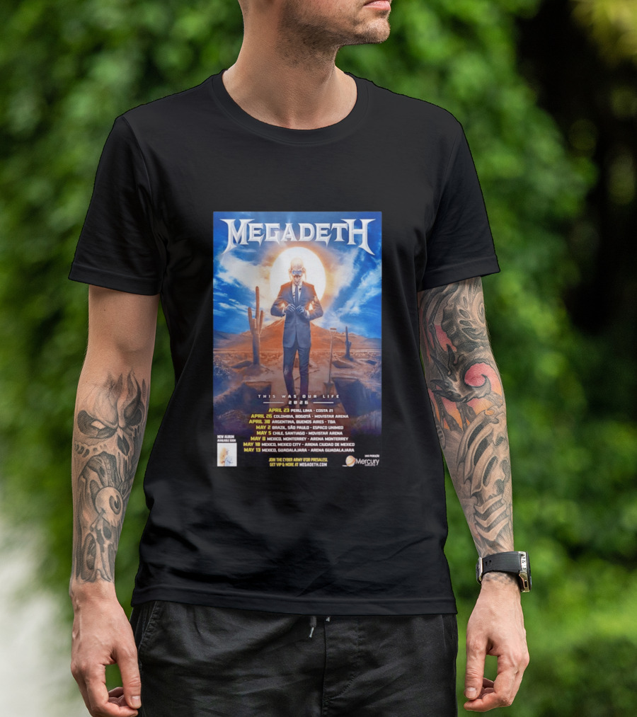 Megadeth 2026 This Was Our Life Tour Mexico Peru Colombia Argentina Chile Dates T-Shirt