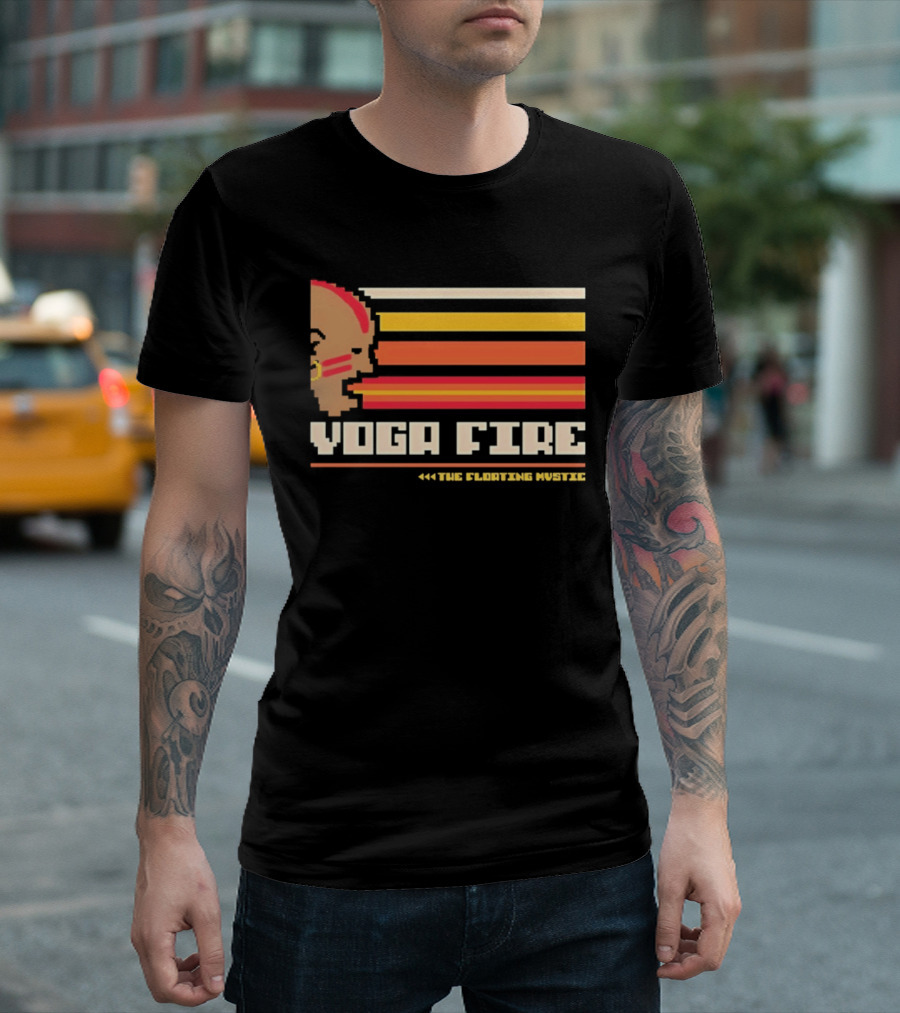 Yoga Fire The Floating Mystic Retro Pixel T-Shirt