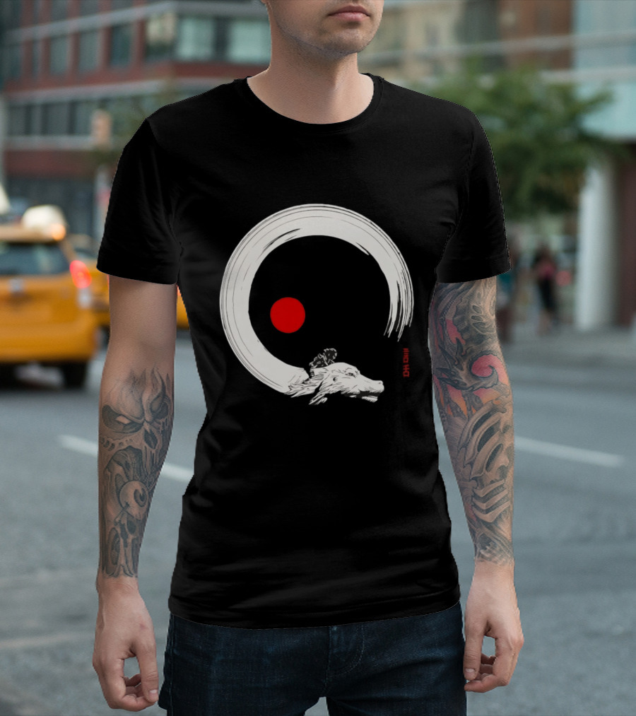 Never Ending Inks Atreyu Falkor The Neverending Story Japanese Enso Circle Red Dot T-Shirt