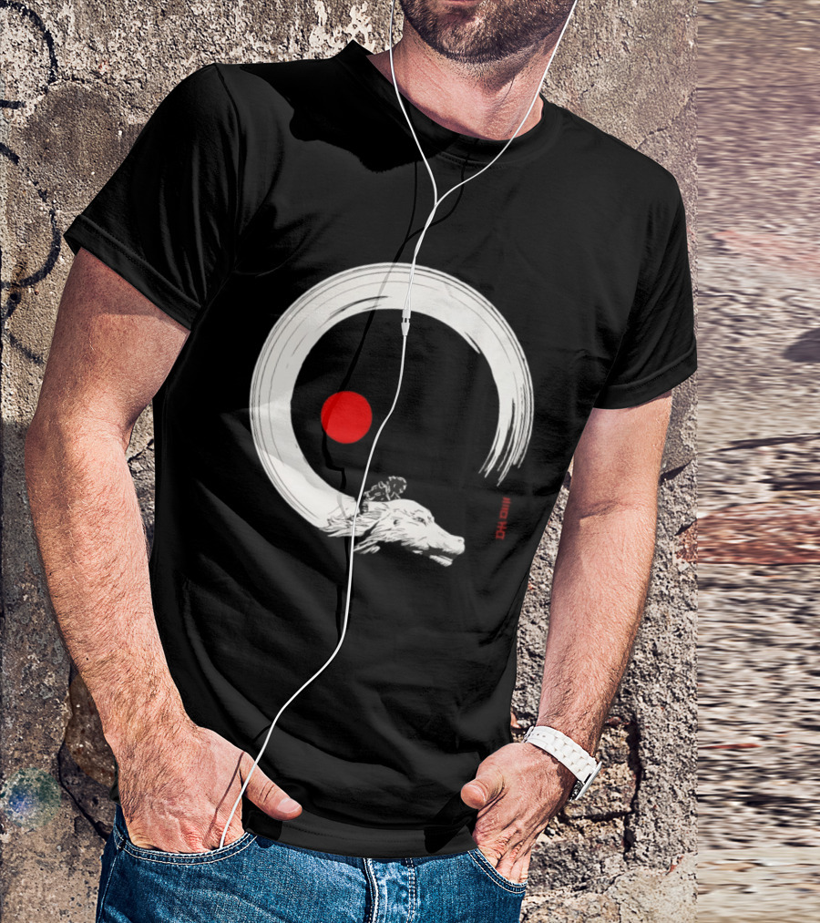 Never Ending Inks Atreyu Falkor The Neverending Story Japanese Enso Circle Red Dot T-Shirt