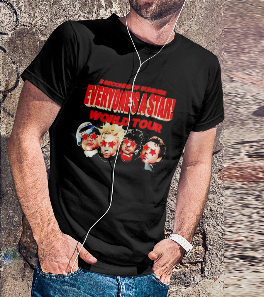 5 Seconds Of Summer Everyone's A Star World Tour Red Star Faces T-Shirt
