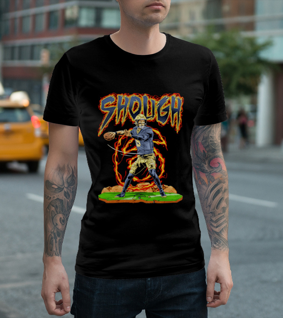 New Orleans Saints Tyler Shough Hand Drawn Quarterback Action T-Shirt