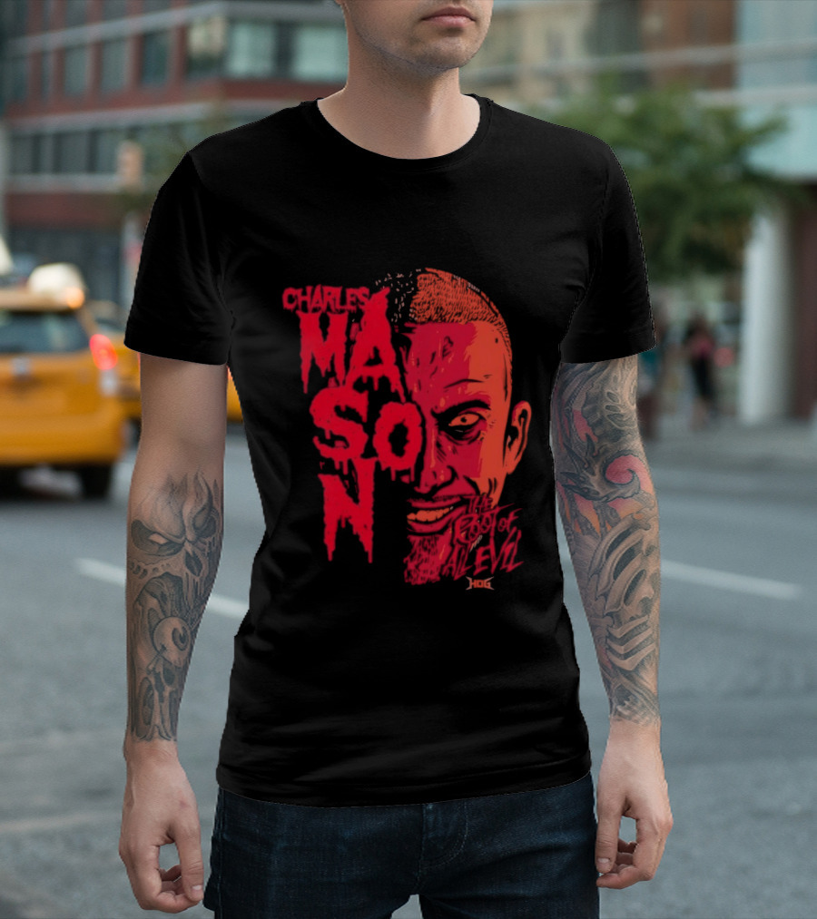 Charles Mason The Root Of All Evil Red Face T-Shirt
