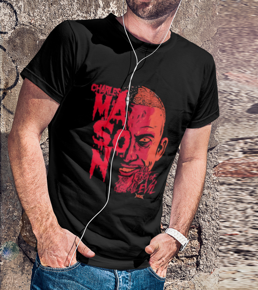 Charles Mason The Root Of All Evil Red Face T-Shirt