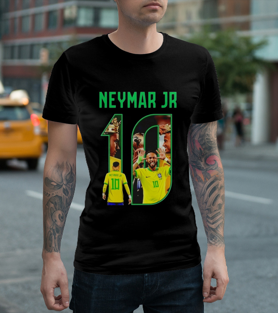 Neymar Jr 10 Brazil Soccer Iconic Celebration Images T-Shirt
